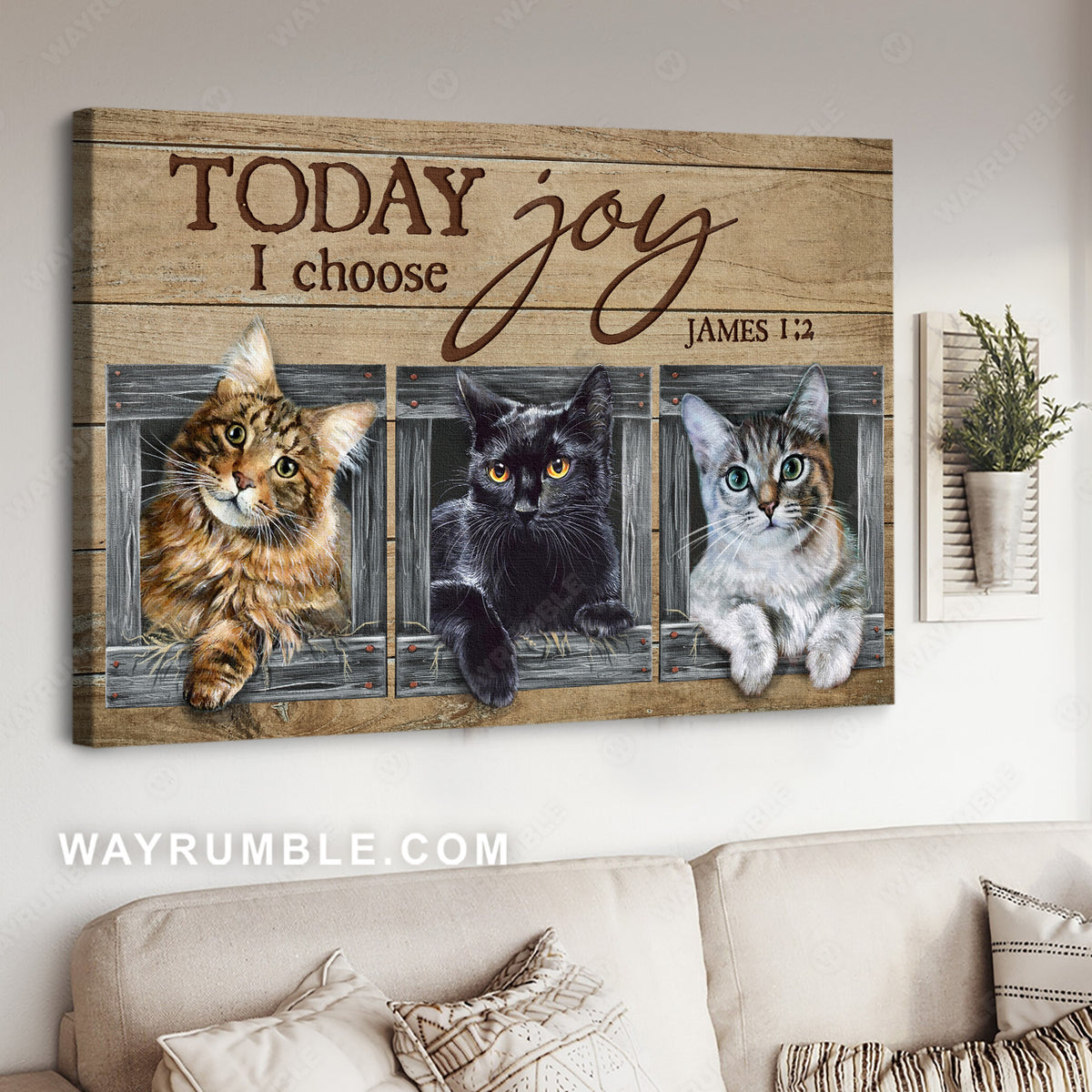 Cat painting, Lovely cats, Inspirational quote, Bible verse, Today I choose joy - Jesus Landscape Canvas Prints, Home Decor Wall Art