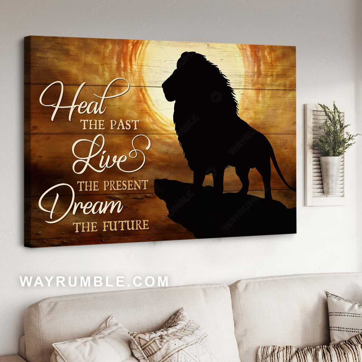 Abstract lion painting, Religious gift, Inspirational quote, Dream the future - Jesus Landscape Canvas Prints, Christian Wall Art