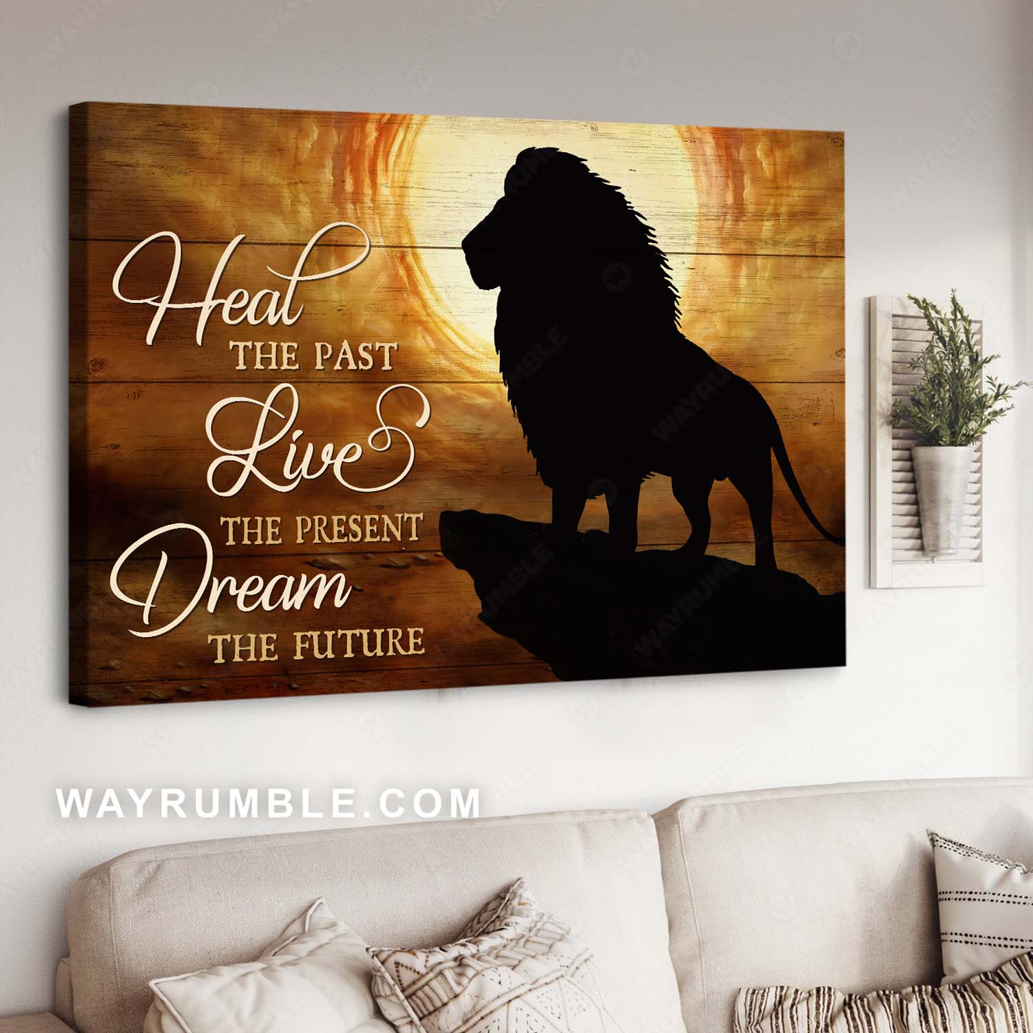 Abstract lion painting, Religious gift, Inspirational quote, Dream the future - Jesus Landscape Canvas Prints, Christian Wall Art