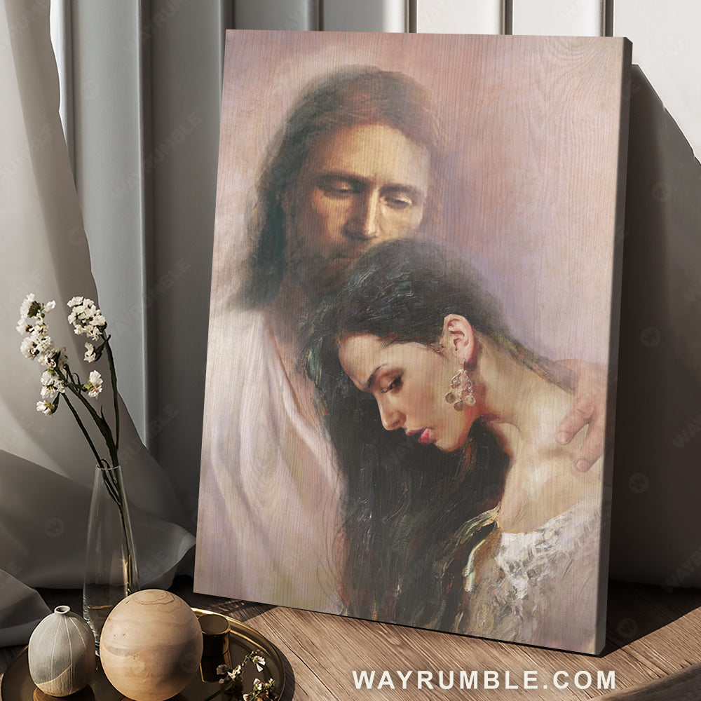 Beautiful lady, Jesus painting, Religious gift, Jesus the savior - Jesus Portrait Canvas Prints, Christian Wall Art
