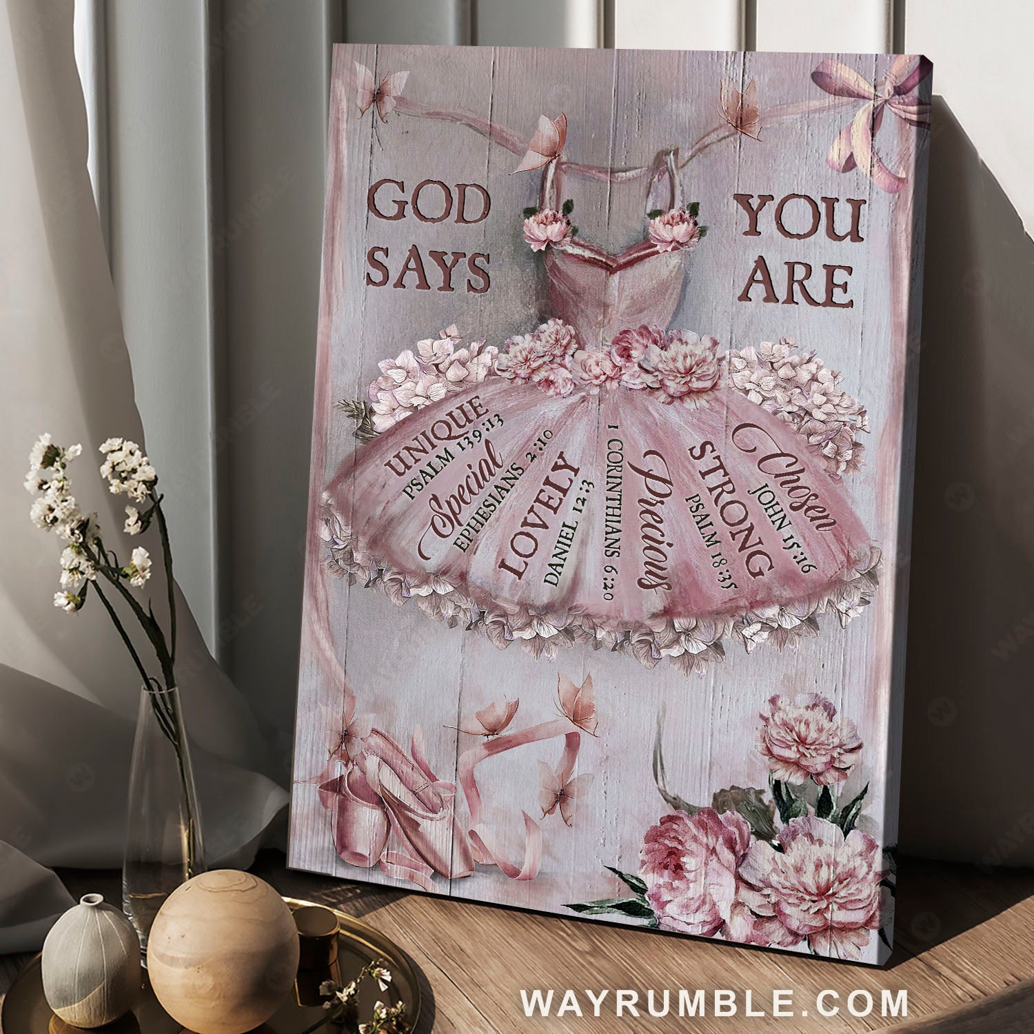 Ballet drawing, Pretty pink dress, Lovely peony, God says you are - Jesus Portrait Canvas Prints, Christian Wall Art