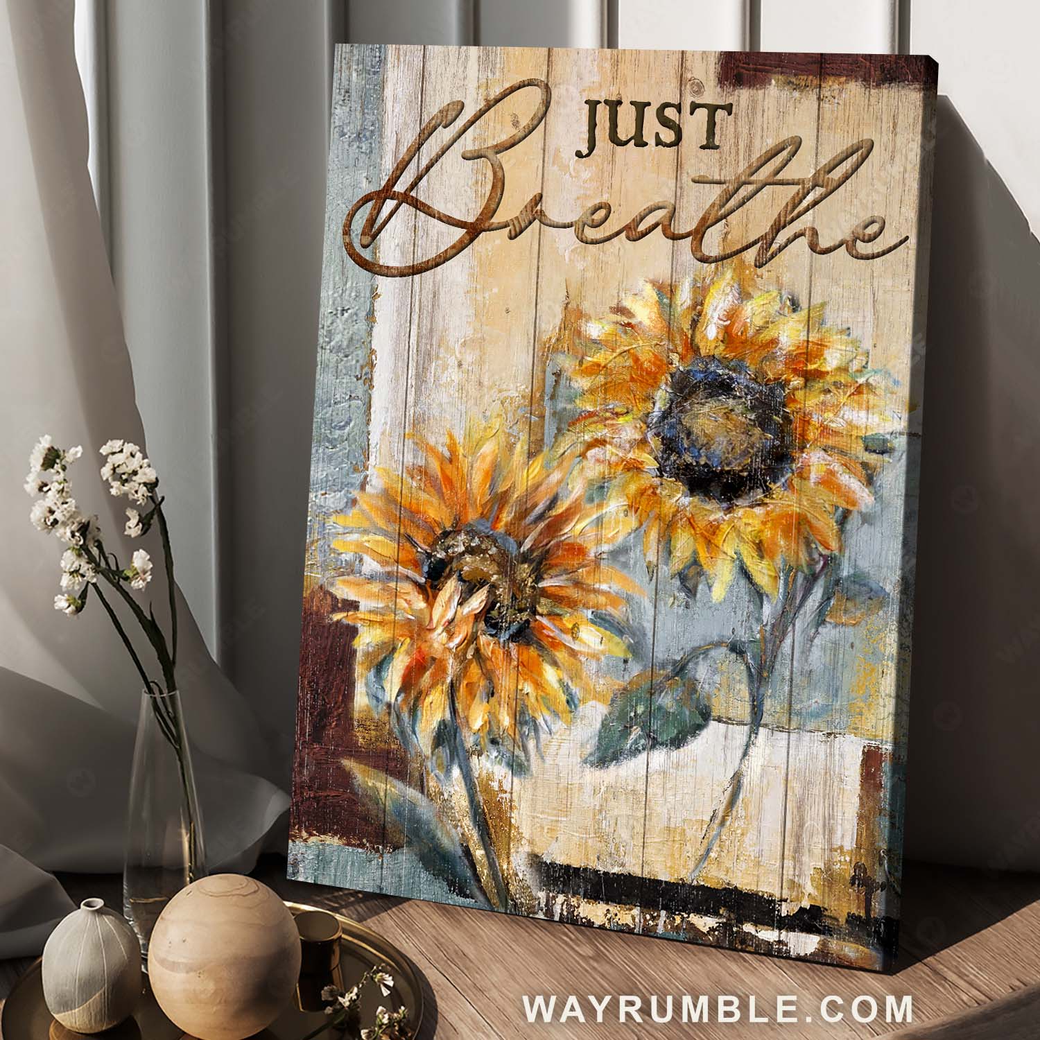 Gorgeous sunflower, Watercolor painting, Flower drawing, Just breathe - Jesus Portrait Canvas Prints, Home Decor Wall Art