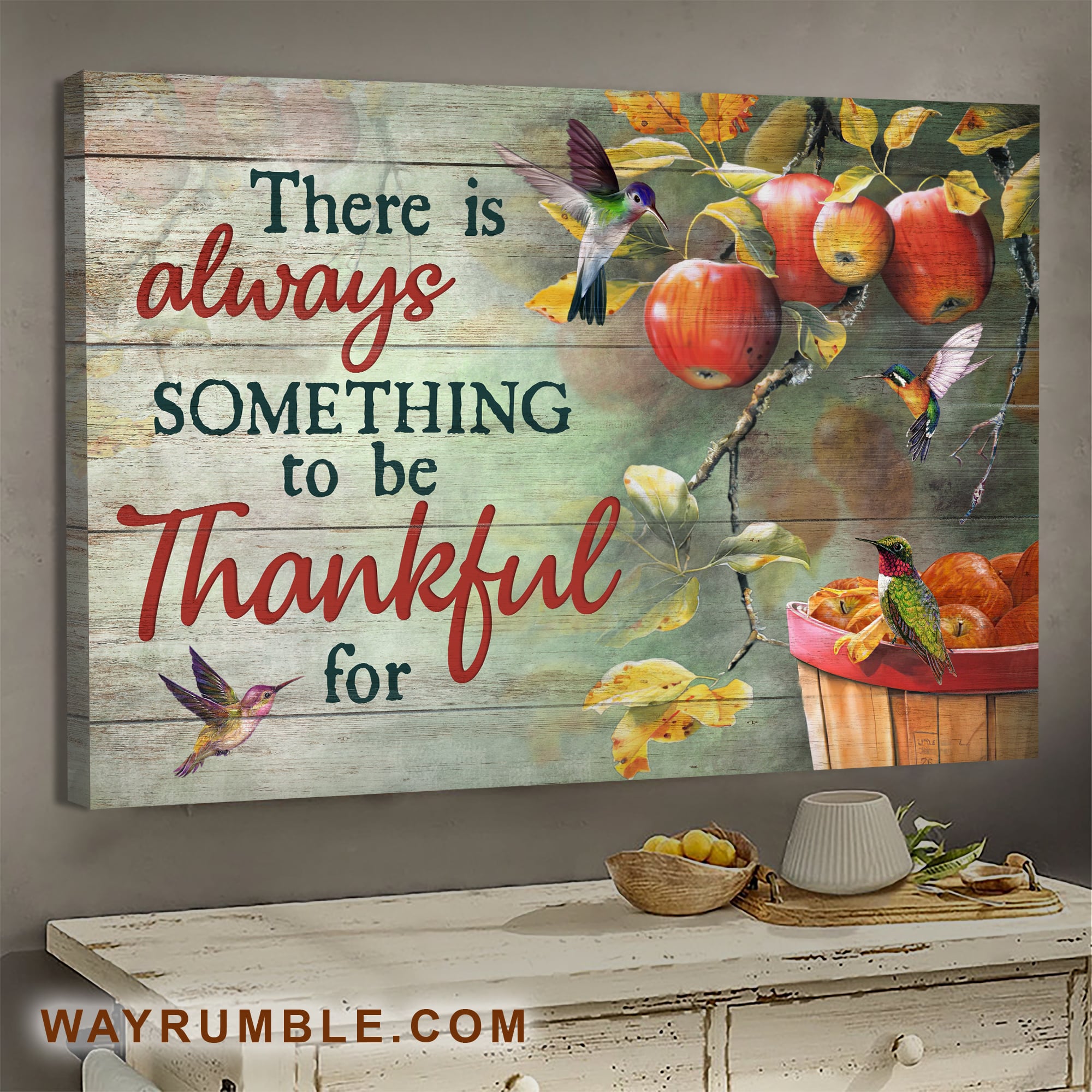 Apple tree, Hummingbird, There is always something to be thankful for - Jesus Landscape Canvas Prints, Wall Art
