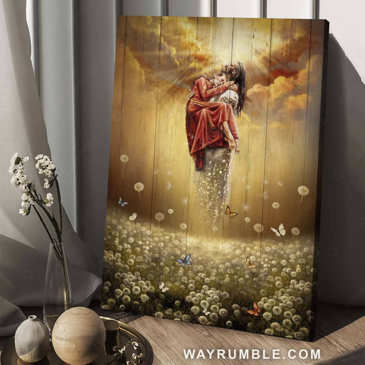 Dandelion field, Watercolor butterfly, Heaven painting, Into beautiful heaven - Jesus Portrait Canvas Prints, Christian Christian Wall Art