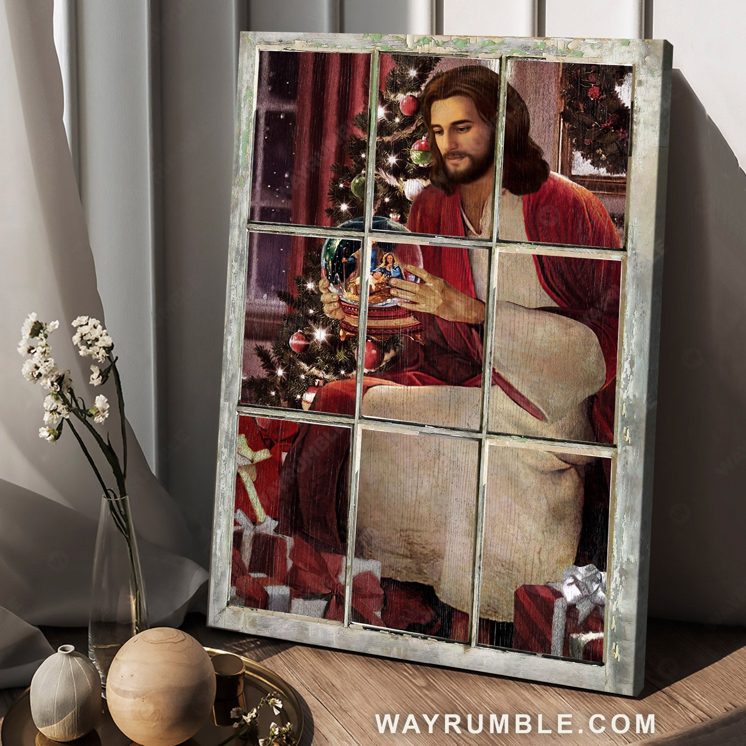 Christmas eve, Amazing snow globe, Christmas gifts, Jesus painting - Jesus Portrait Canvas Prints, Christian Wall Art