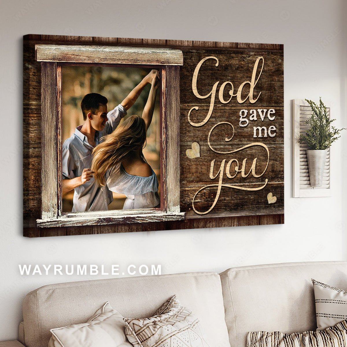 Beautiful couple, Happy relationship, True love, God gave me you - Jesus Landscape Canvas Prints, Christian Wall Art