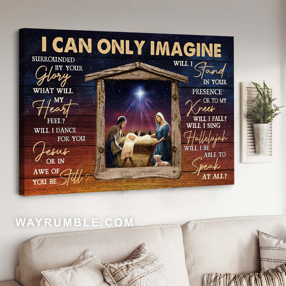 Birth of Jesus, Star of Bethlehem, Mother Mary, I can only imagine - Jesus Landscape Canvas Prints, Christian Wall Art