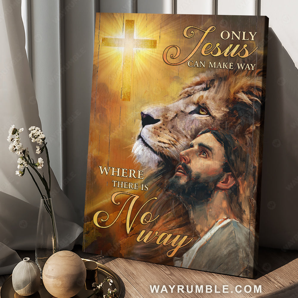 Amazing Jesus painting, Lion of Judah, Awesome cross, Only Jesus can make way - Jesus Portrait Canvas Prints, Christian Wall Art