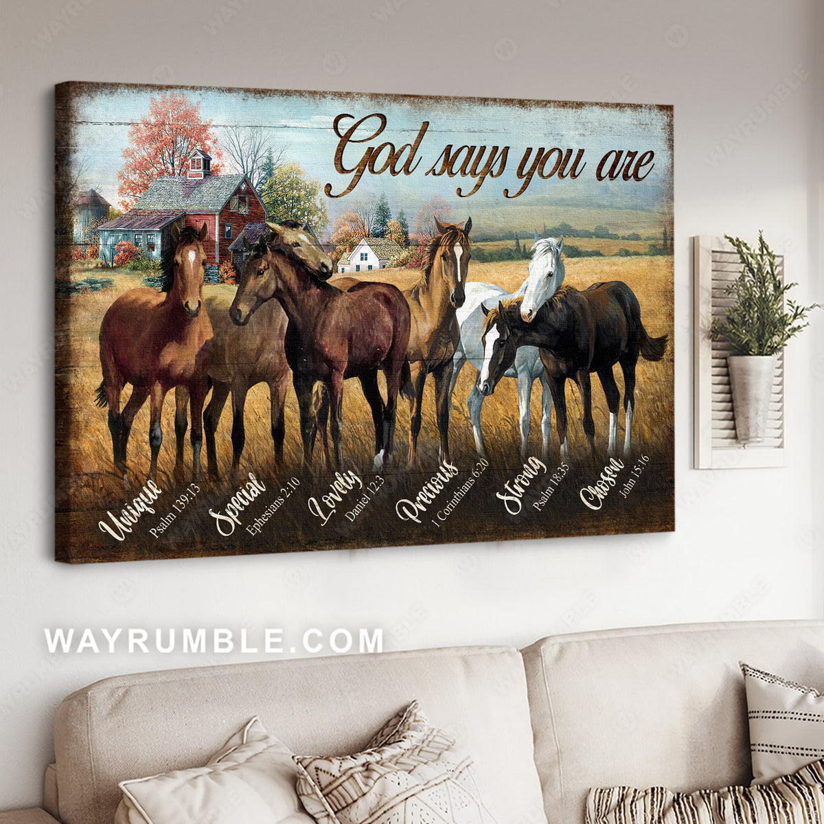 Horse painting, Beautiful meadow, Rustic farm, God says you are - Jesus Landscape Canvas Prints, Home Decor Wall Art