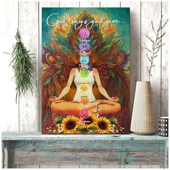 Yoga, Sunflower, God says you are - Jesus Portrait Canvas Prints, Wall Art