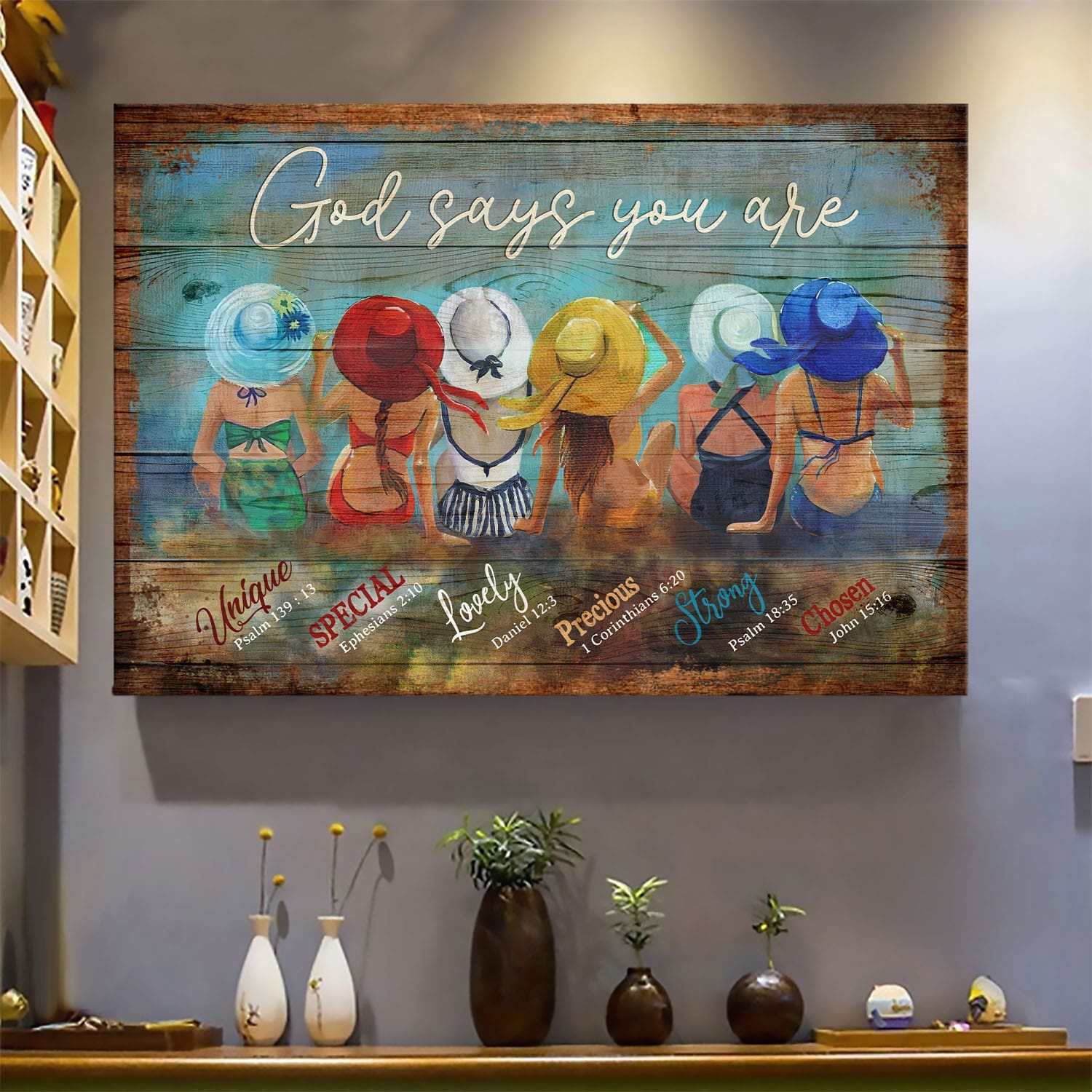 Colorful girls, God says you are - Jesus Landscape Canvas Prints, Wall Art