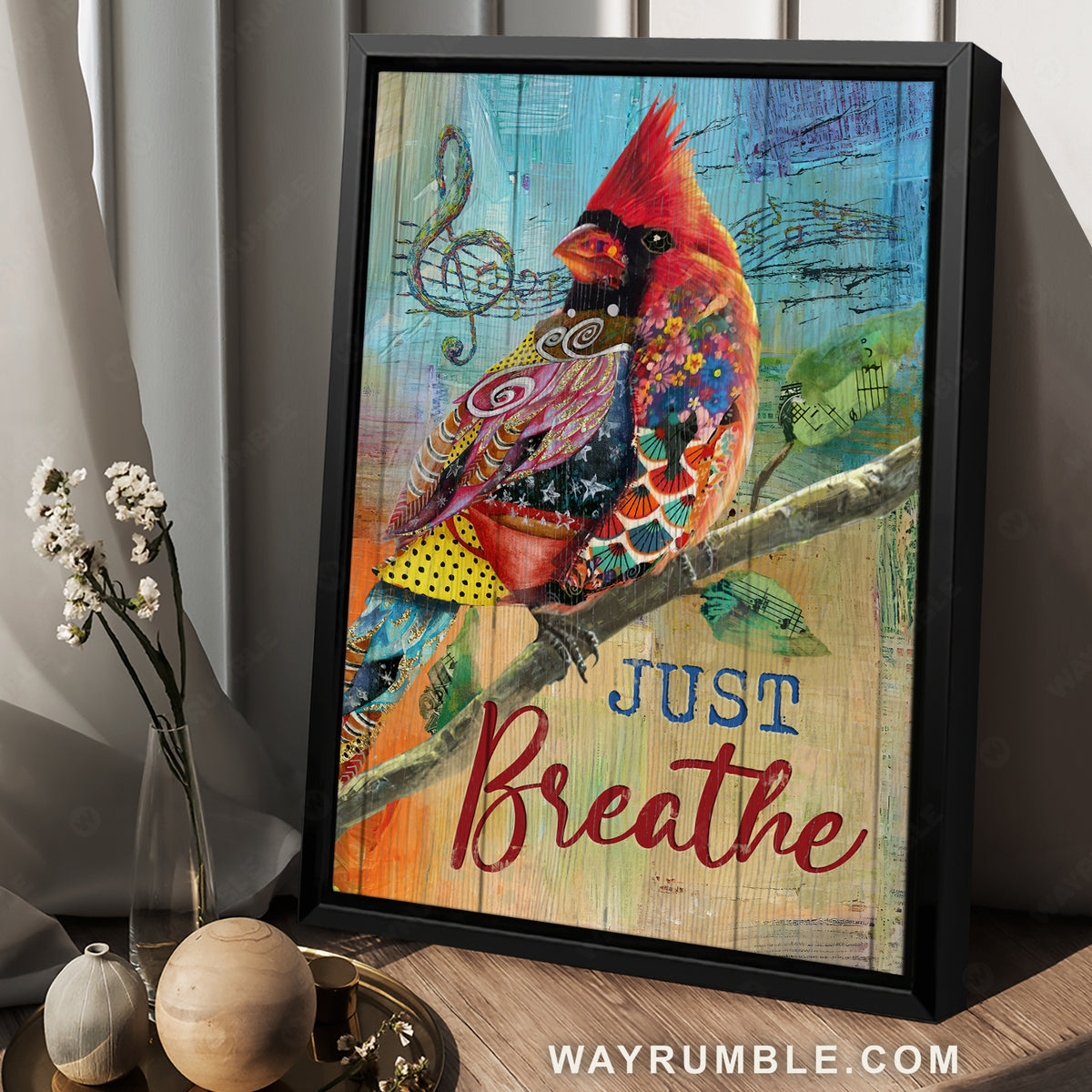 Luxury hummingbird, Green forest, Music sheet, Just breathe - Jesus Portrait Canvas Prints, Christian Wall Art