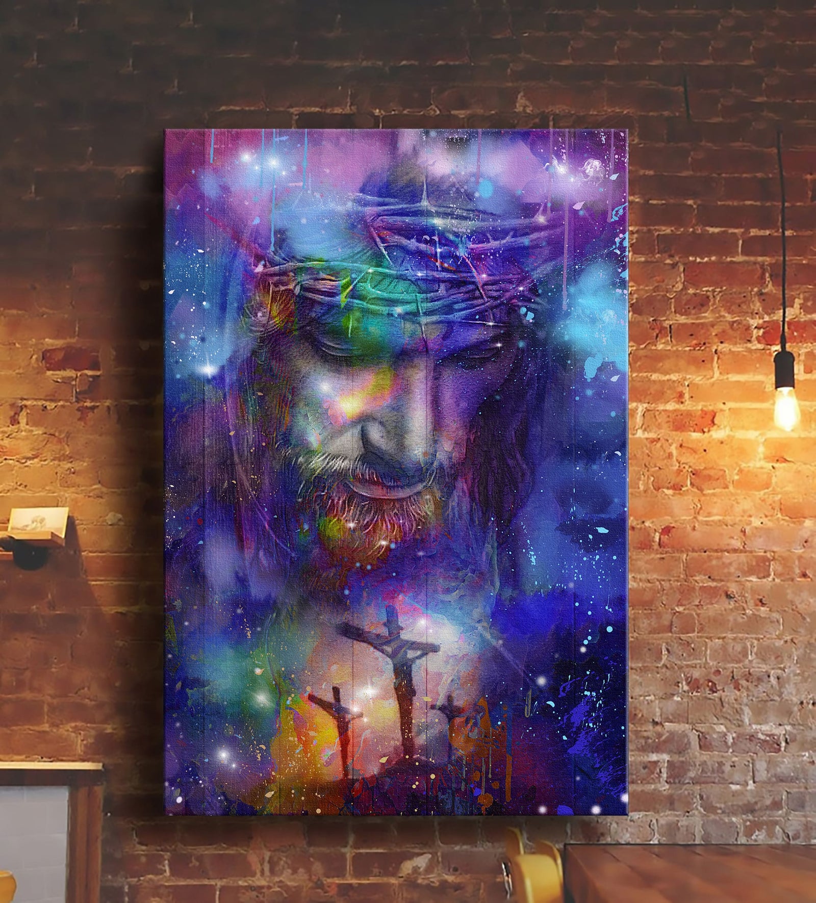 Jesus Painting, Galaxy, Cross, Miraculous picture - Jesus Portrait Canvas Prints, Wall Art