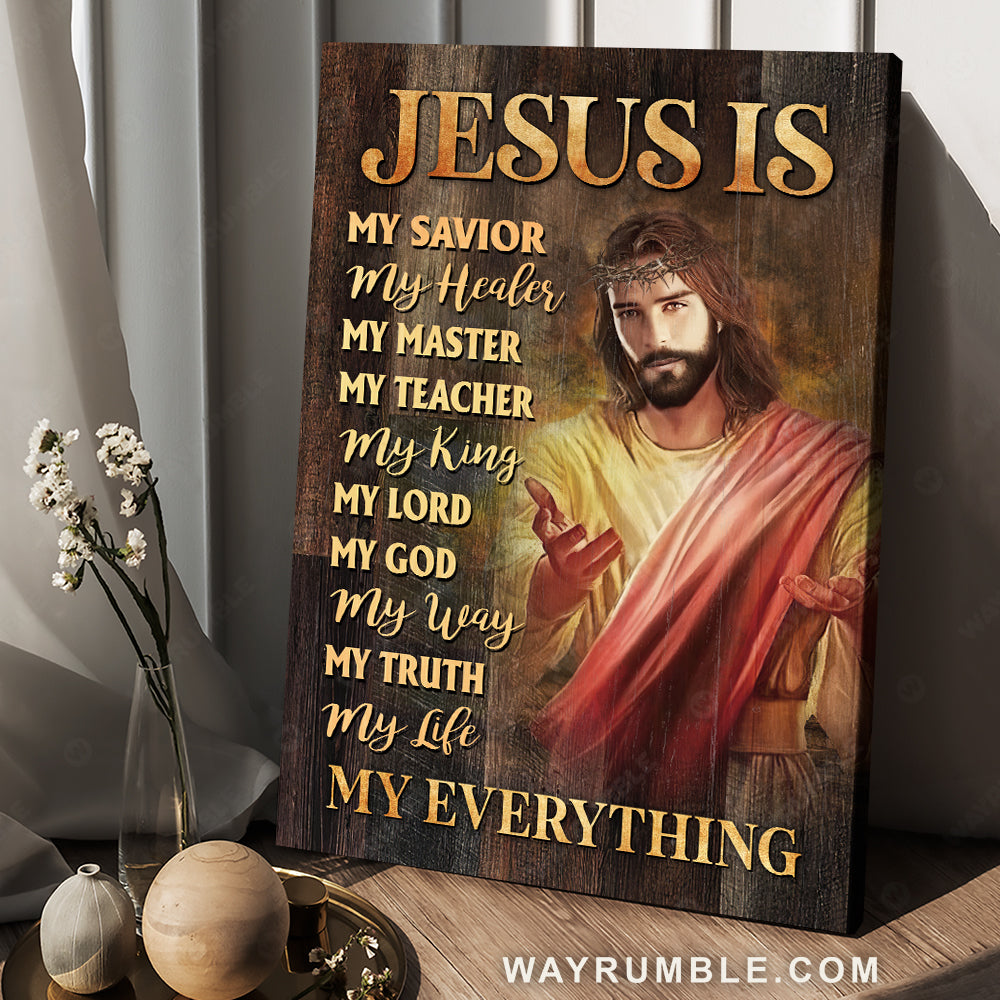 Beautiful Jesus painting, Crown of thorn, Jesus is my savior, My healer - Jesus Portrait Canvas Prints, Christian Wall Art