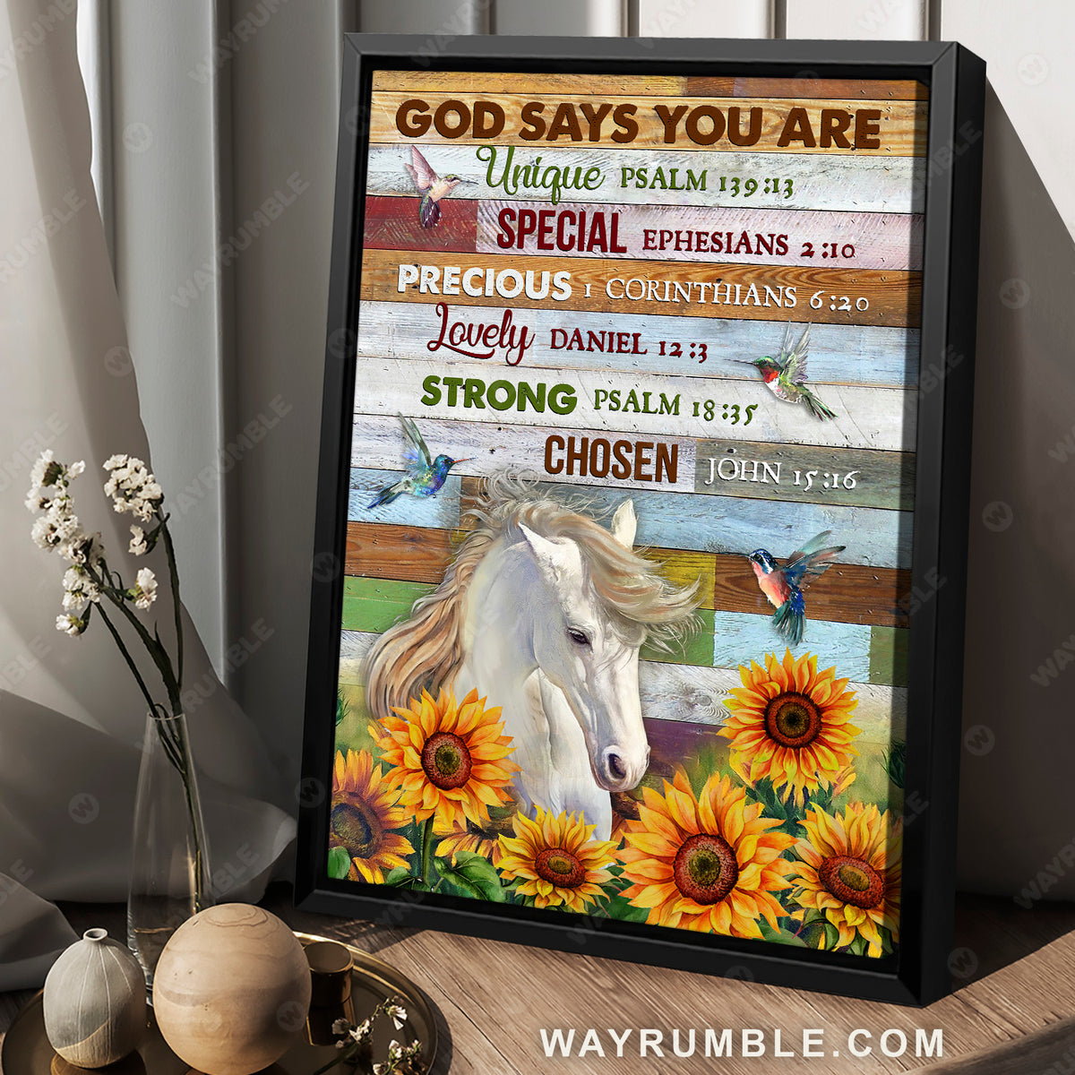 Wild horse, Hummingbird, Bibles verses, God says you are - Jesus Portrait Canvas Prints, Christian Wall Art