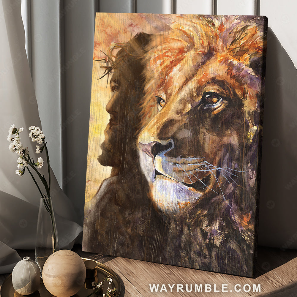 Awesome Lion of Judah, Watercolor lion head, Jesus painting - Jesus Portrait Canvas Prints, Christian Wall Art