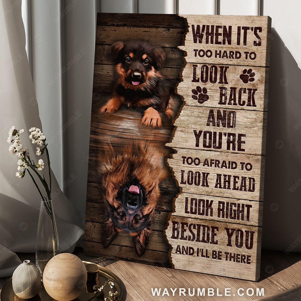 Little German shepherd, Dog drawing, When it&#39;s too hard to look back - Jesus Portrait Canvas Prints, Christian Wall Art