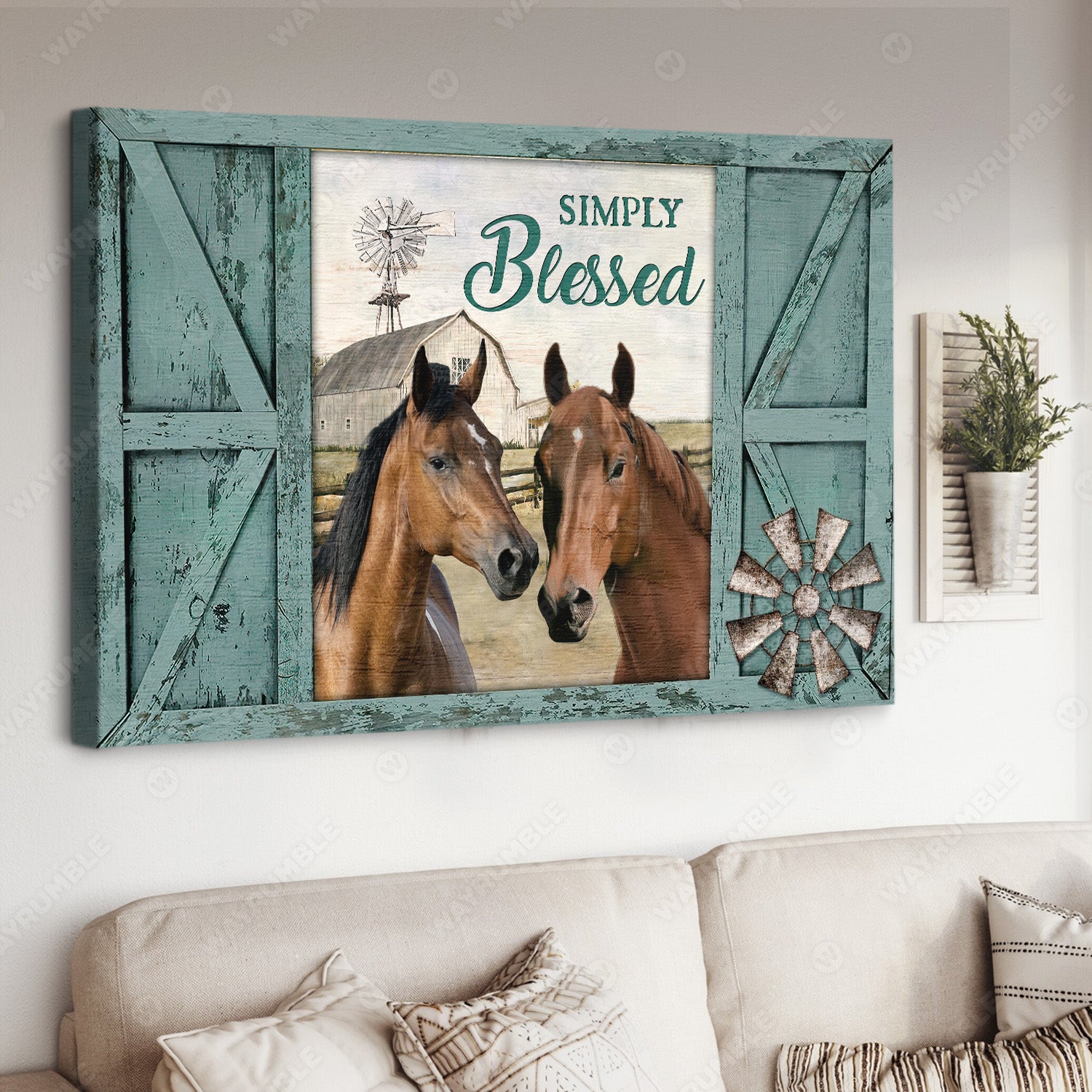 Dream horse, Mint window, Vintage windmill, Simply blessed - Jesus Landscape Canvas Prints, Christian Wall Art