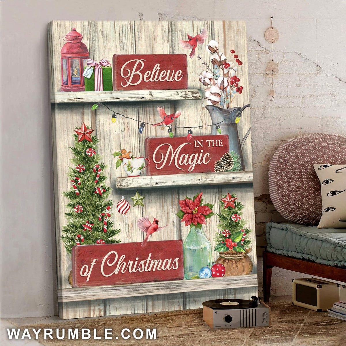 Christmas decoration, Cardinal, Believe in the magic of Christmas - Jesus Portrait Canvas Prints, Wall Art