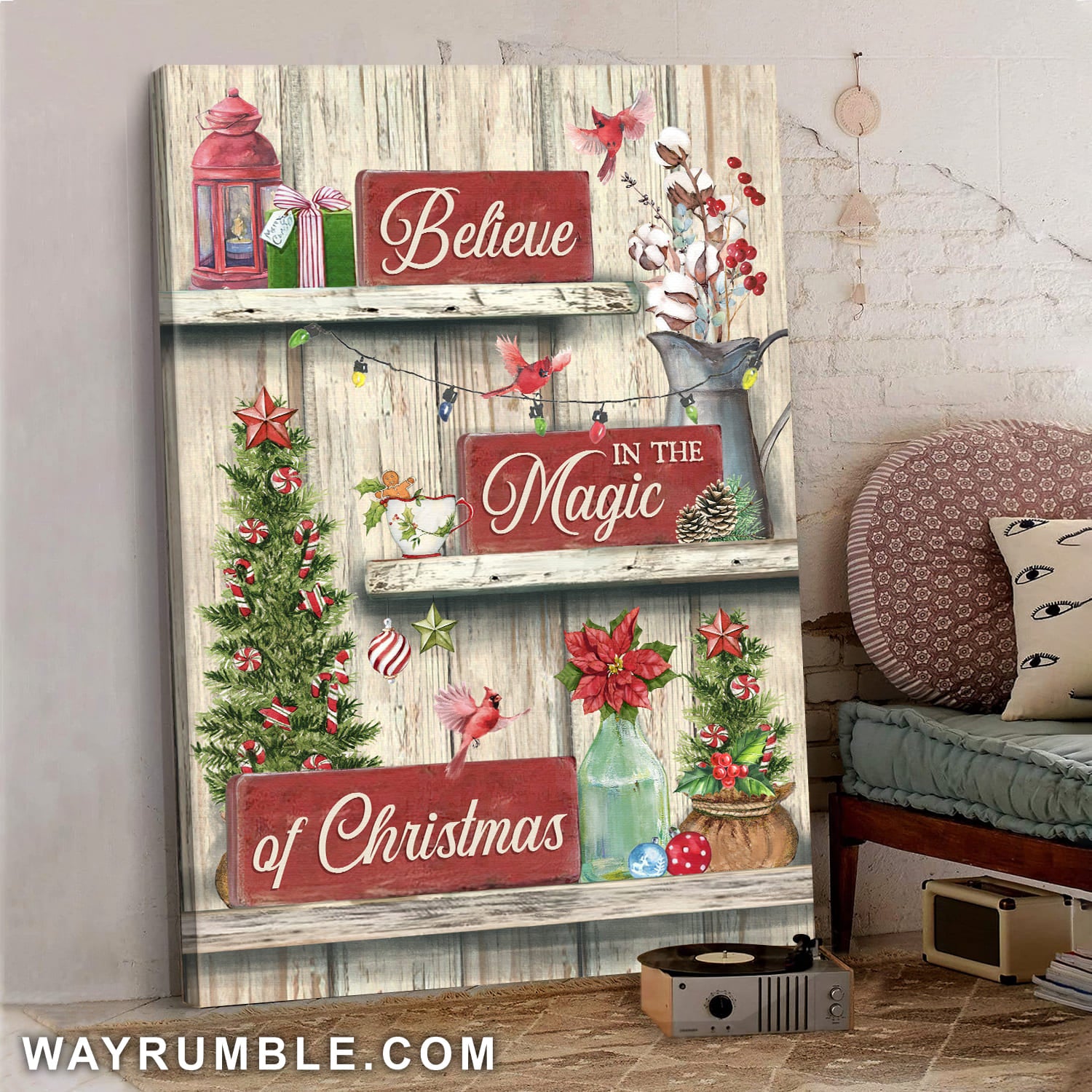 Christmas decoration, Cardinal, Believe in the magic of Christmas - Jesus Portrait Canvas Prints, Wall Art