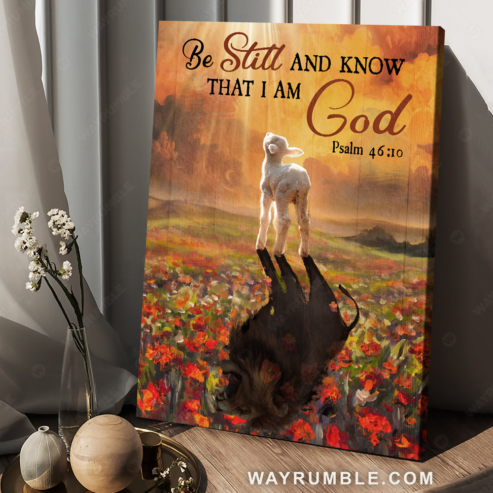 Lamb of God, Lion of Judah, Abstract painting, Be still and know that I am God - Jesus Portrait Canvas Prints, Home Decor Wall Art