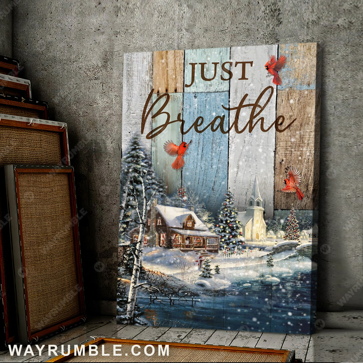 Merry Christmas, Christmas gift, Cardinal, Just breathe - Jesus Portrait Canvas Prints, Wall Art