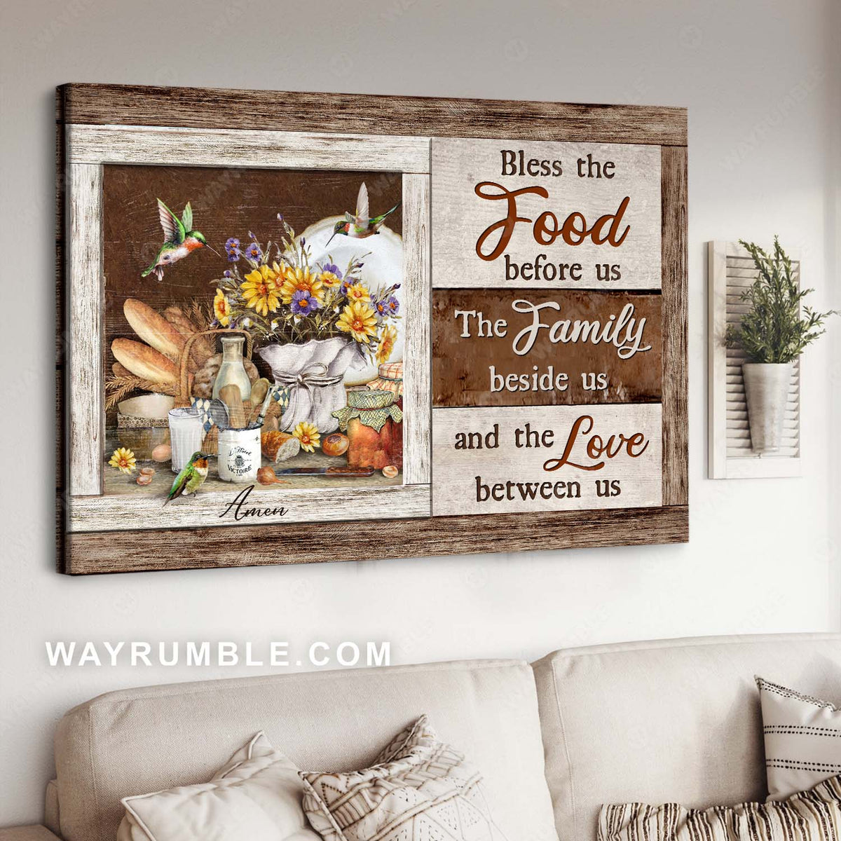 Food drawing, Hummingbird painting, Kitchen pantry, Bless the food before us - Jesus Landscape Canvas Prints, Home Decor Wall Art