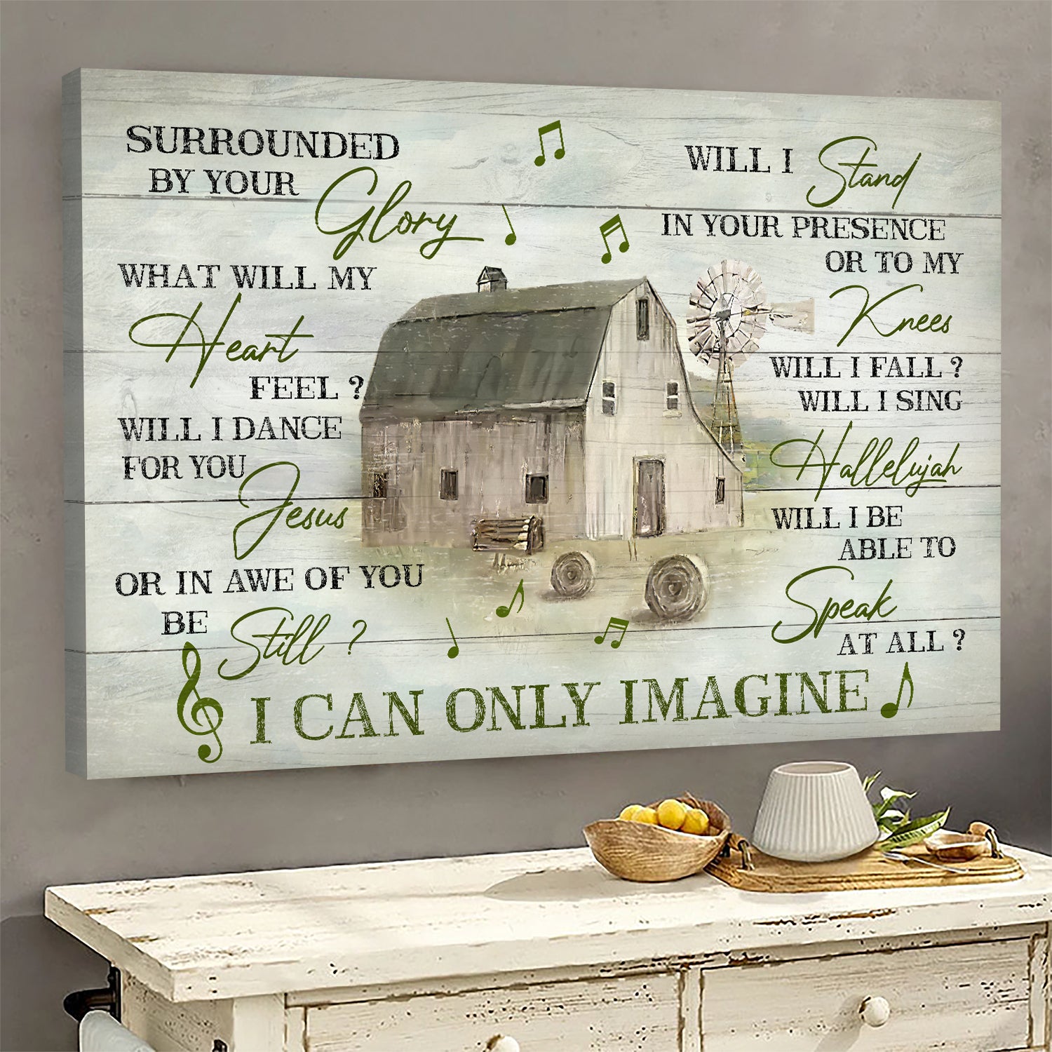 Old Barn Painting, Music note, I can only imagine - Jesus Landscape Canvas Prints, Wall Art