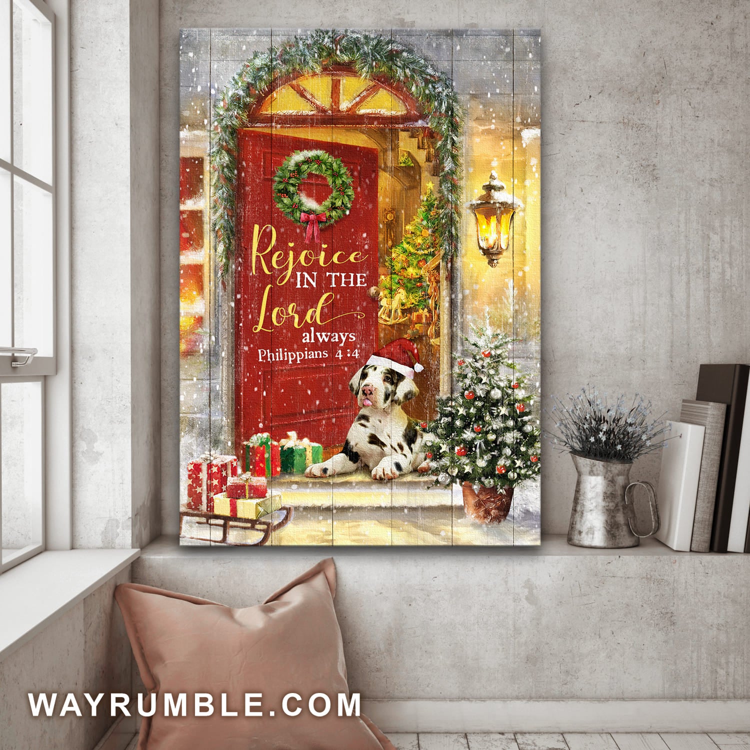 Great Dane, Christmas, Rejoice in the Lord - Jesus Portrait Canvas Prints, Wall Art