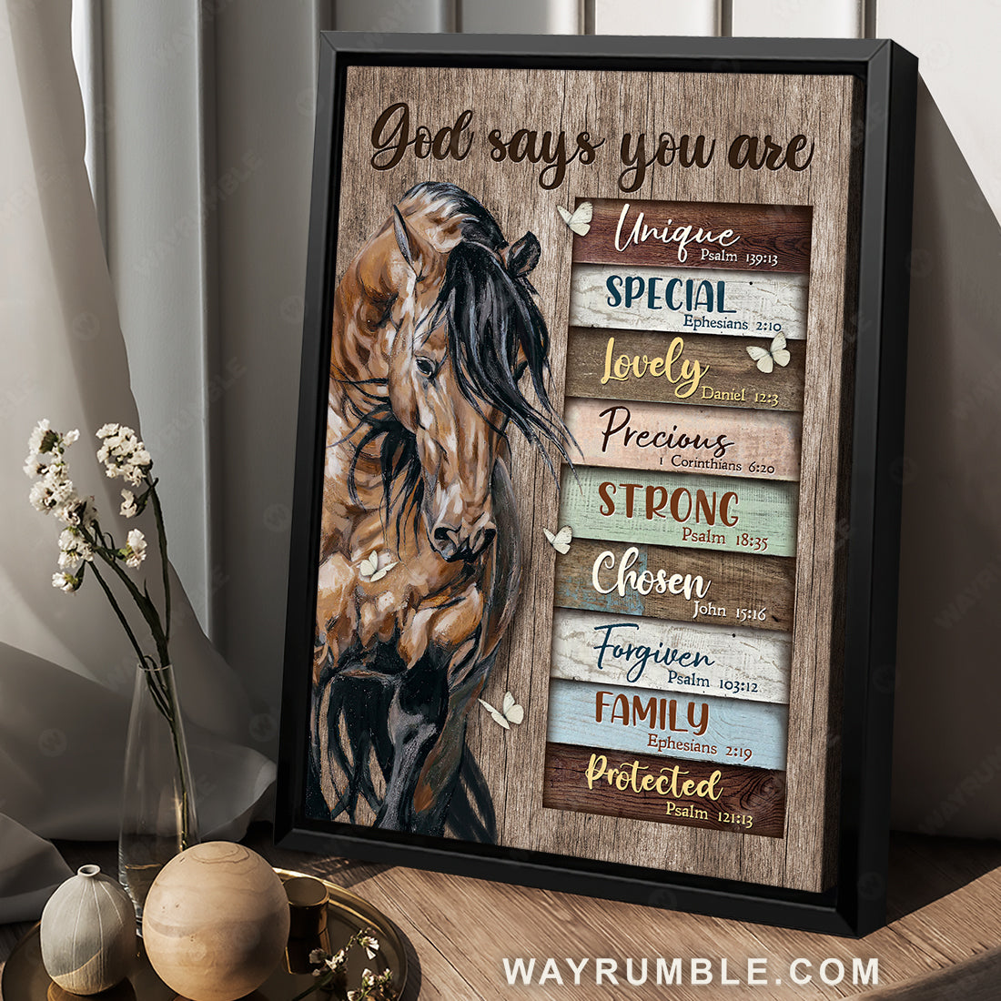 Dream horse, Horse face, Pretty butterfly, God says you are unique - Jesus Portrait Canvas Prints, Christian Wall Art