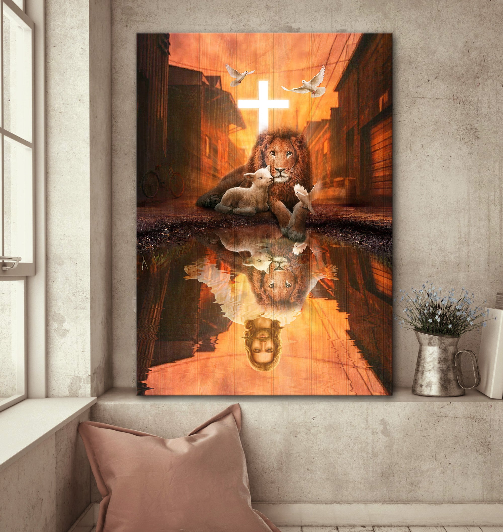 Lion of Judah, Lamb of God, Jesus's reflection - Jesus Portrait Canvas Prints, Wall Art