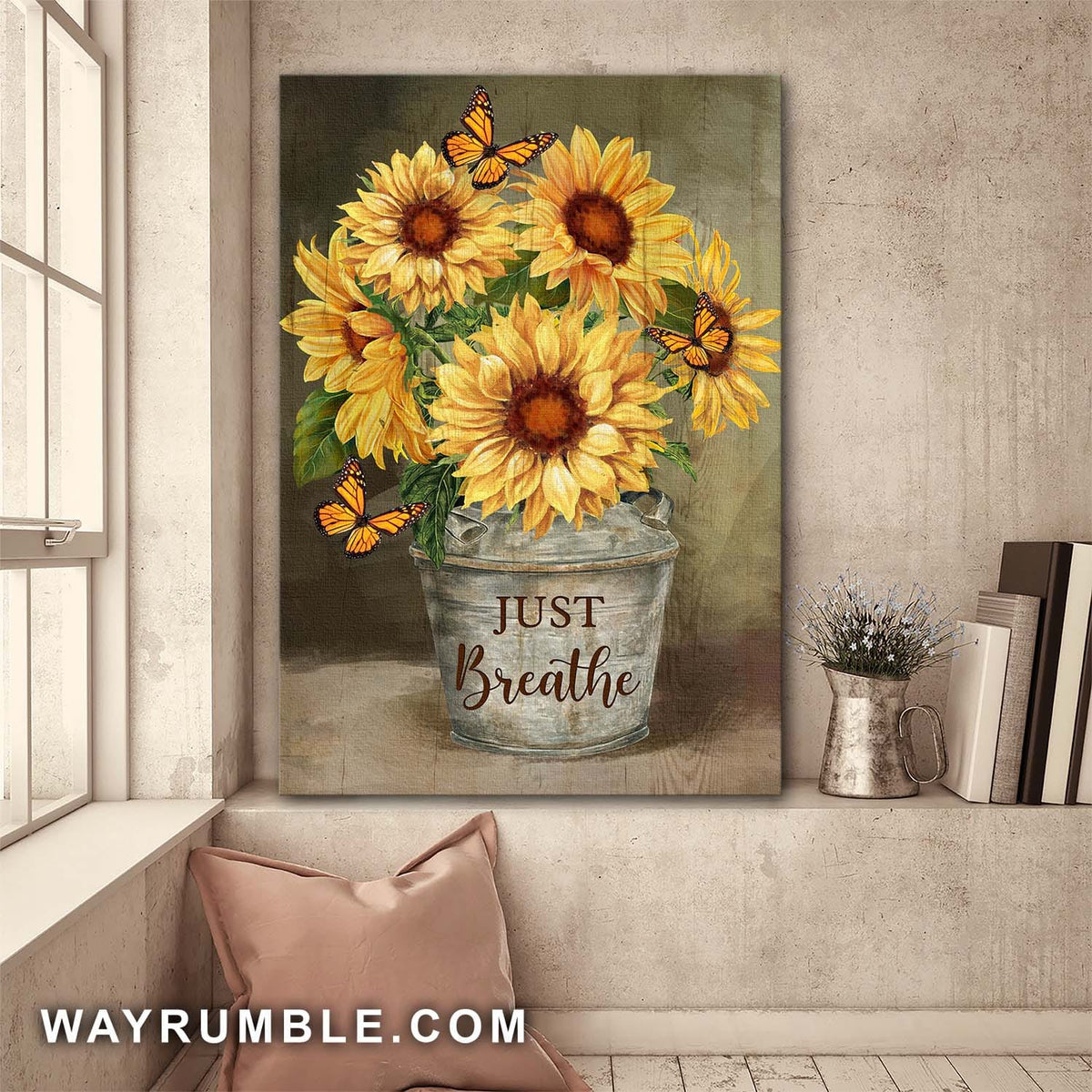 Sunflower pot, Butterfly, Just breathe - Jesus Portrait Canvas Prints, Wall Art