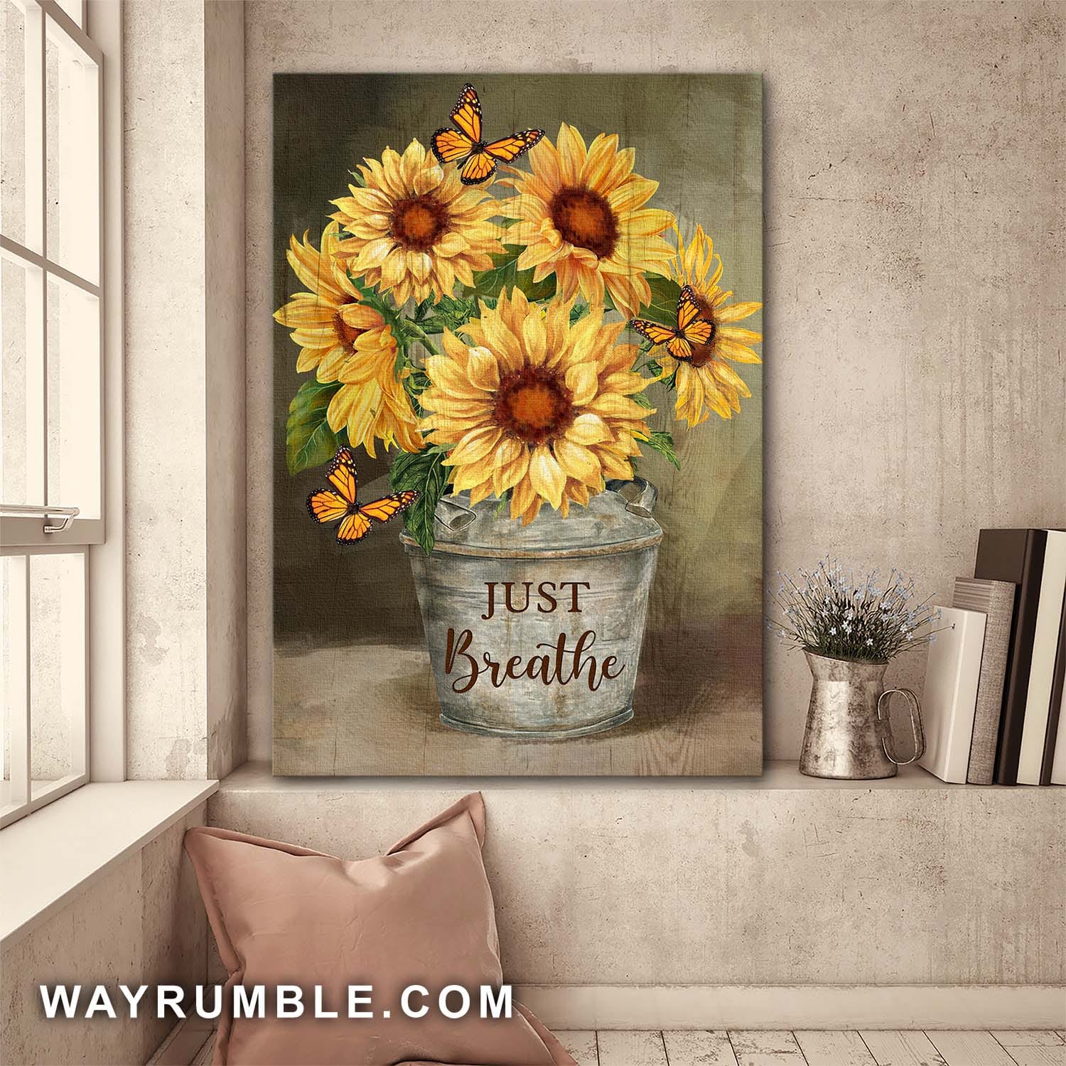 Sunflower pot, Butterfly, Just breathe - Jesus Portrait Canvas Prints, Wall Art
