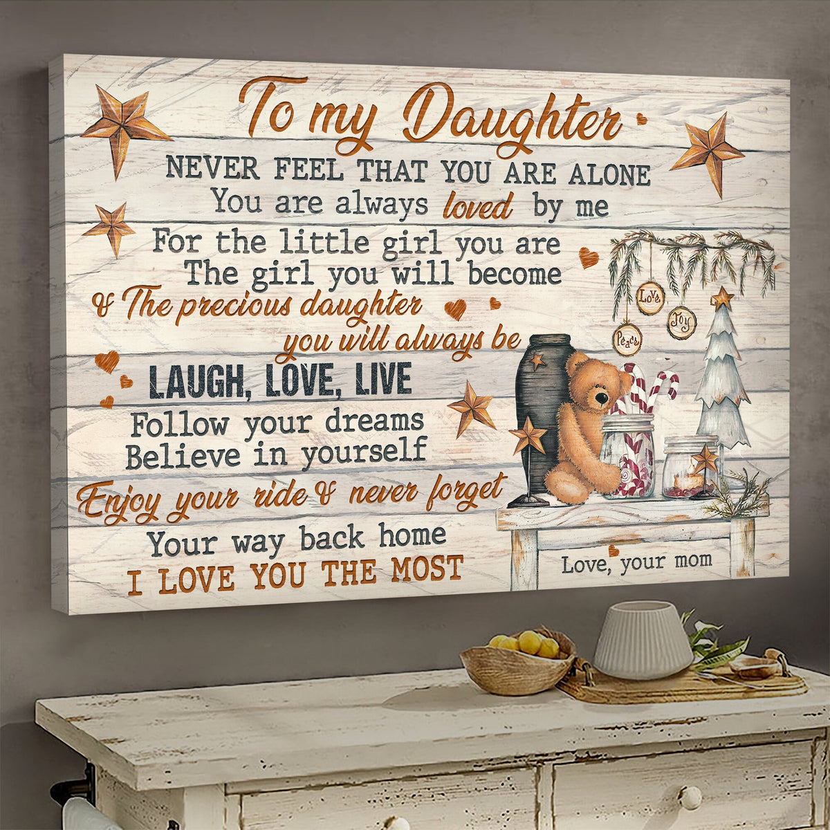 Mom to daughter, Christmas accessory, I love you the most - Family Landscape Canvas Prints, Wall Art