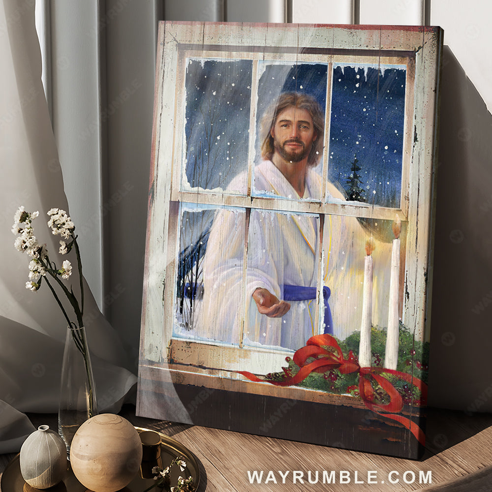 Christmas eve, Jesus painting, Winter season, Christmas window decorations - Jesus Portrait Canvas Prints, Christian Wall Art