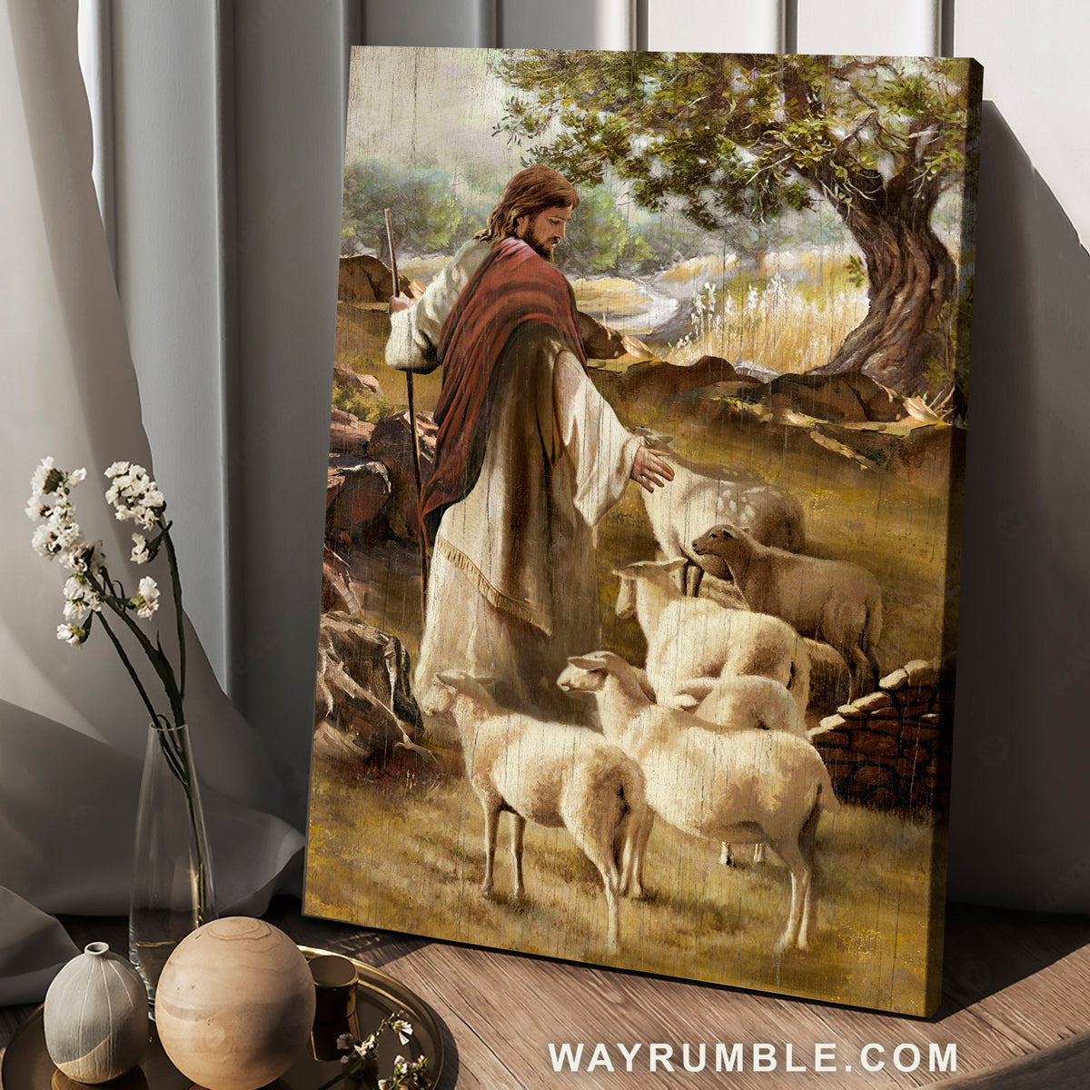 Amazing forest, Jesus painting, Lamb of God, Following God - Jesus Portrait Canvas Prints, Christian Wall Art