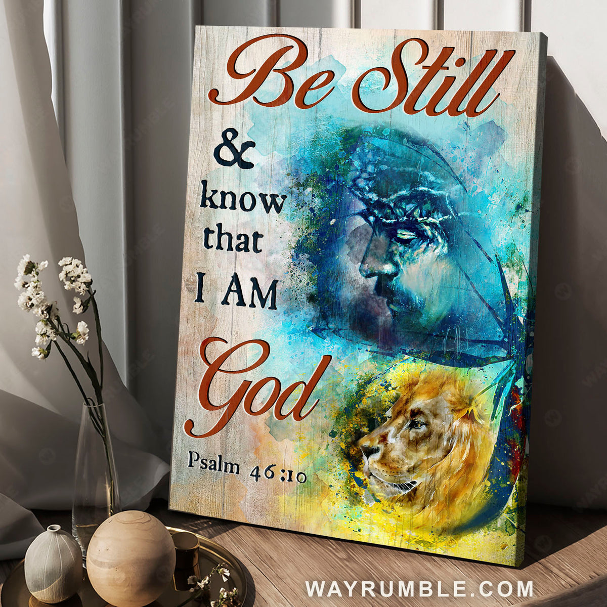 Jesus drawing, Lion of Judah, Vibrant color painting, Be still and know that I am God - Jesus Portrait Canvas Prints, Christian Wall Art