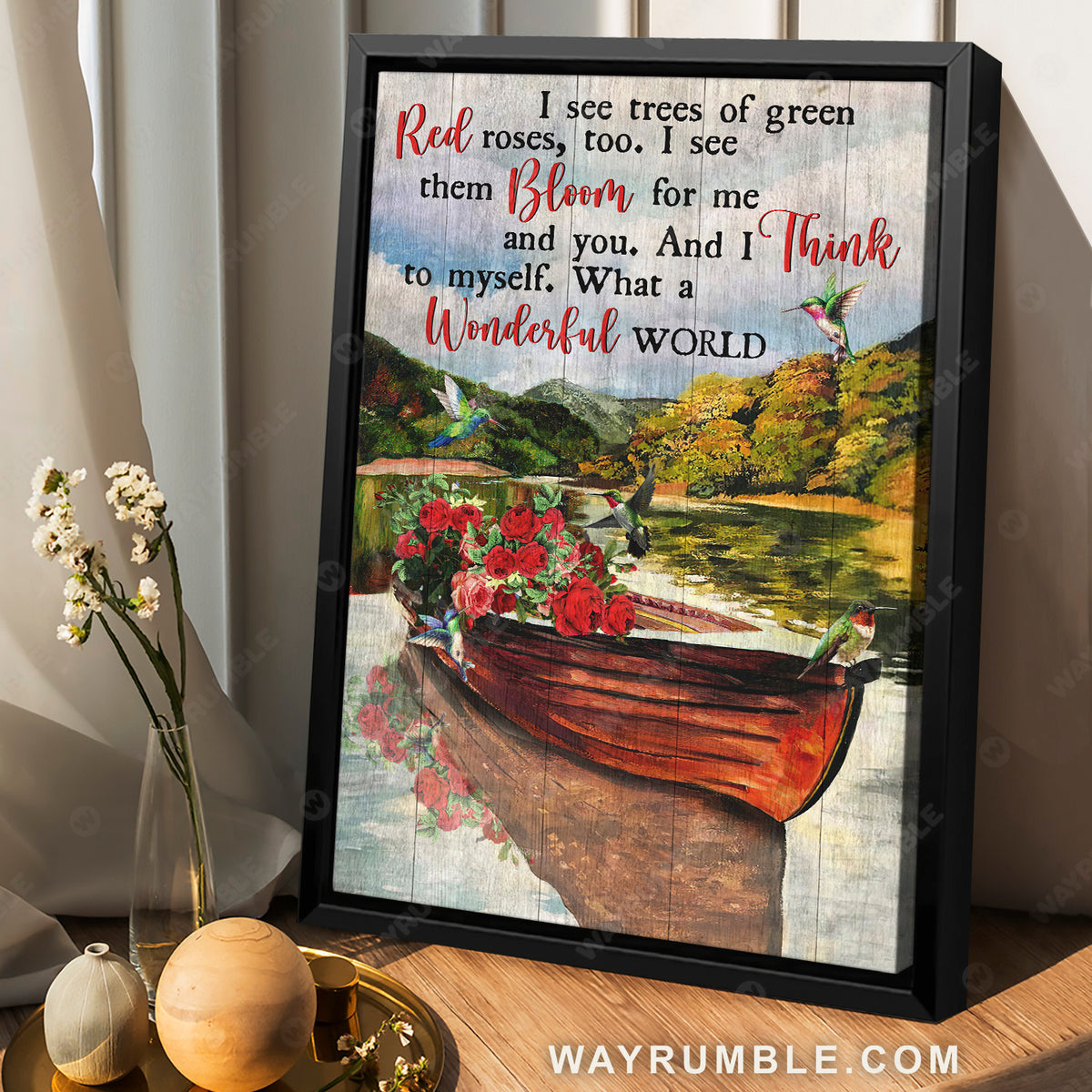Beautiful boat, Red rose, Lake drawing, What a wonderful world - Jesus Portrait Canvas Prints, Christian Wall Art