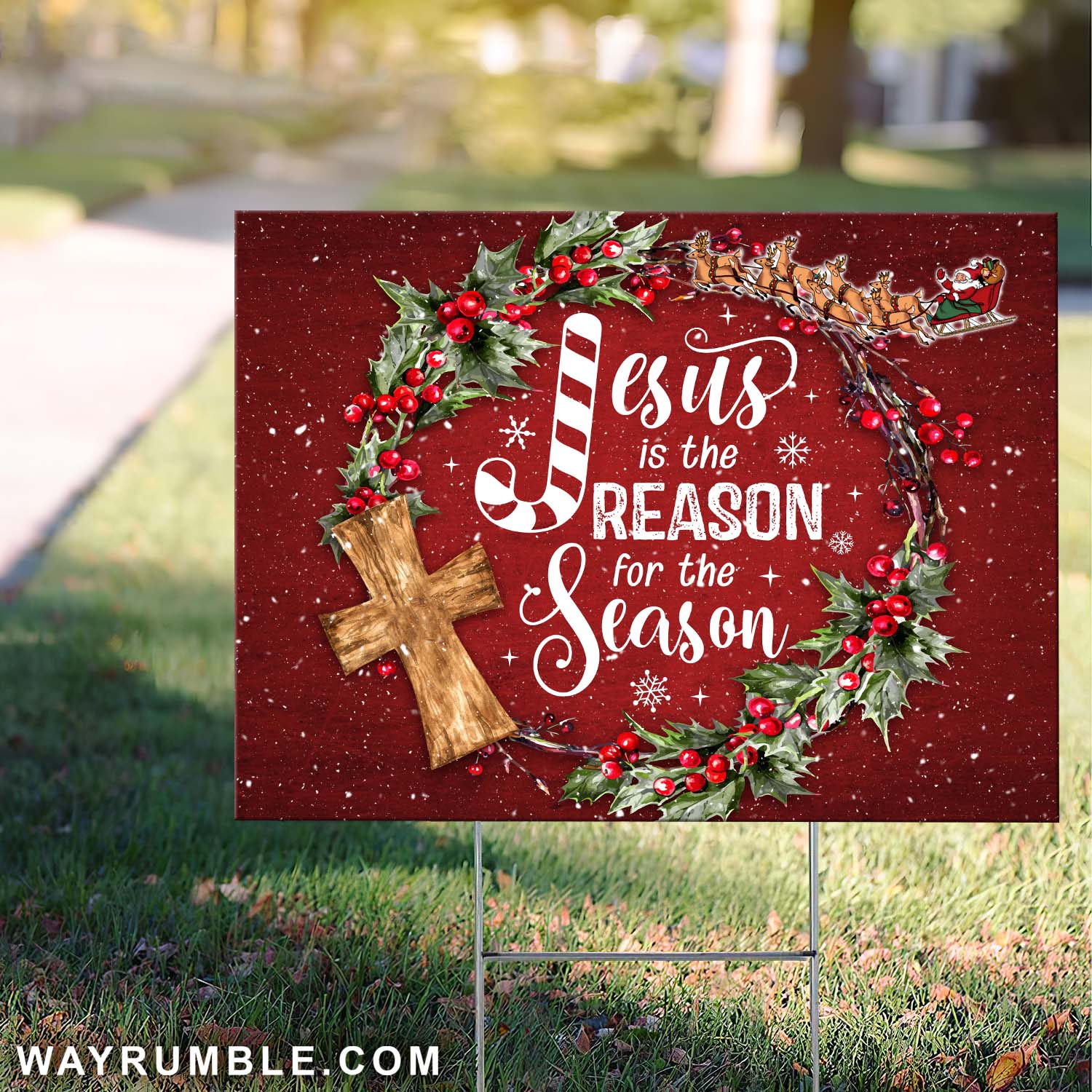 Christmas gift, Santa Claus, Candy cane, Jesus is the reason for the season - Jesus, Christmas Yard Sign