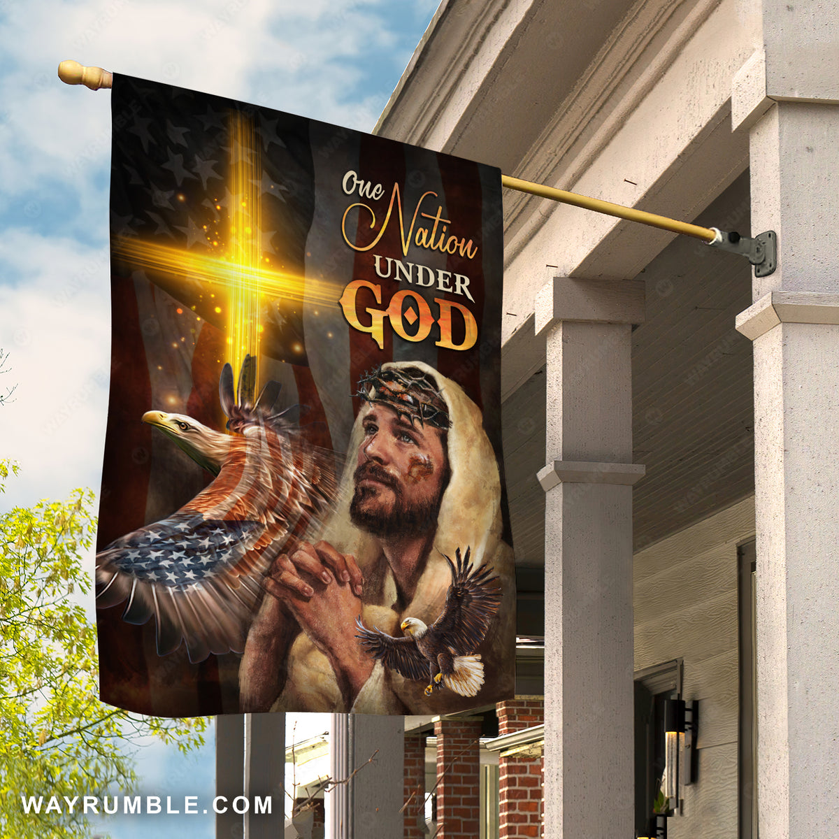 Brilliant cross, Pray with Jesus, Amazing eagle, One nation under God - Jesus Flag
