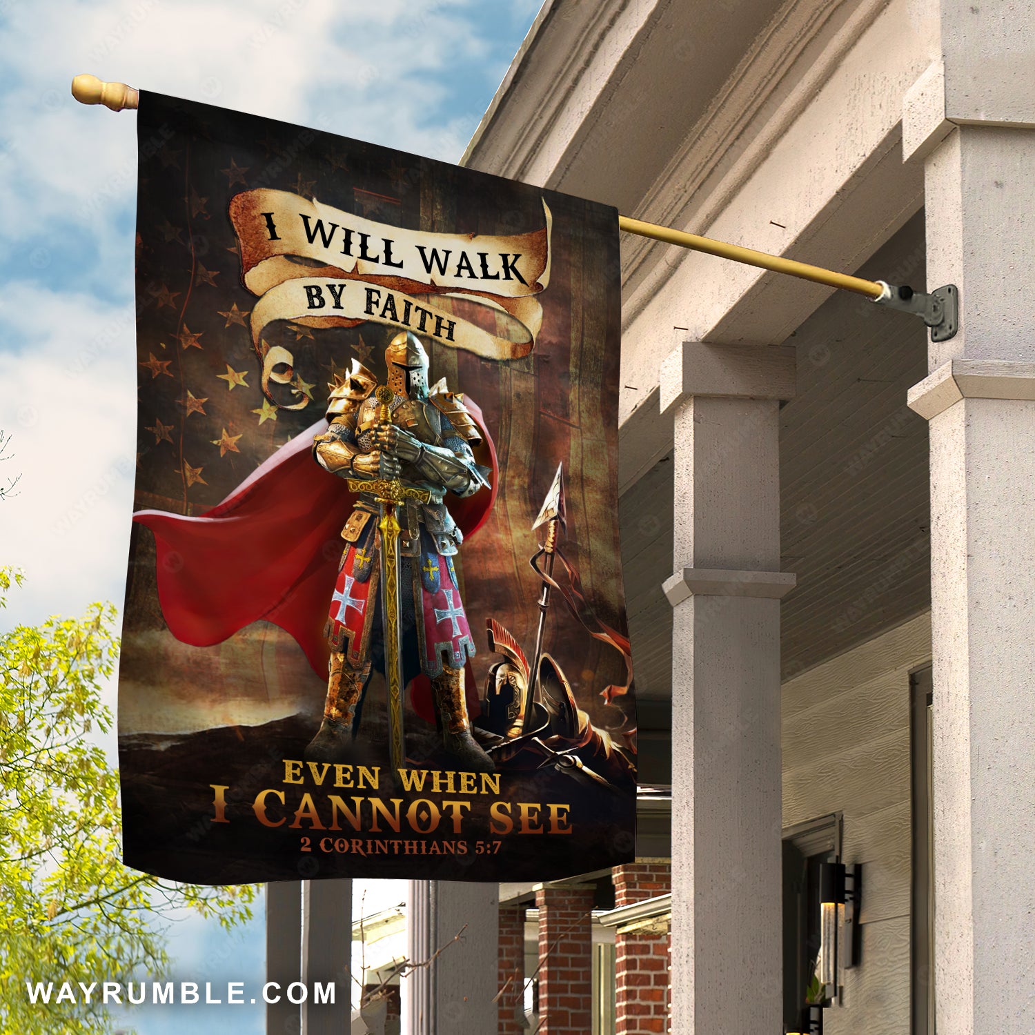Stunning warrior, US flag painting, I will walk by faith - Jesus Flag