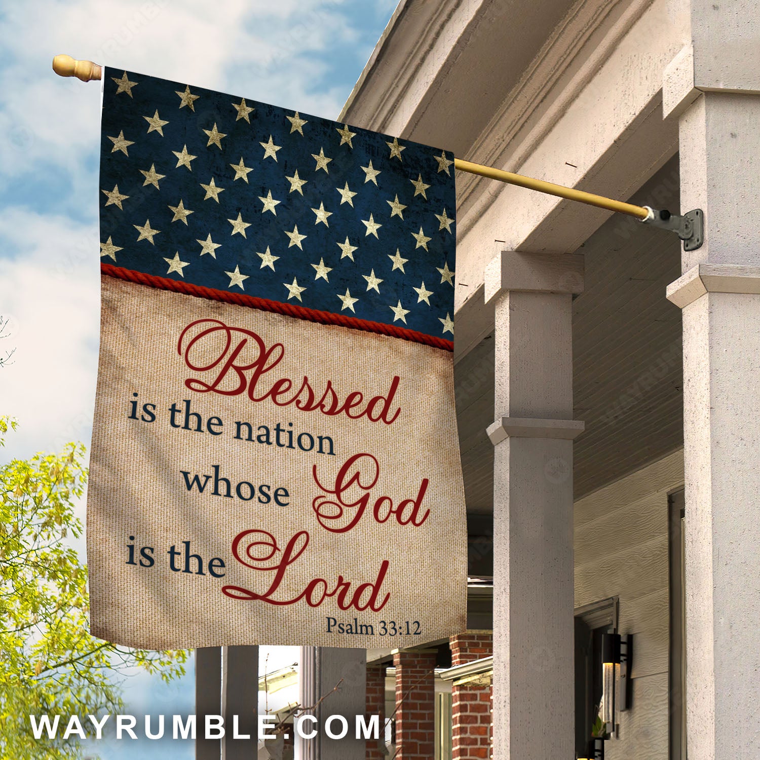 US flag, Blessed is the nation whose God is the Lord - Jesus Flag