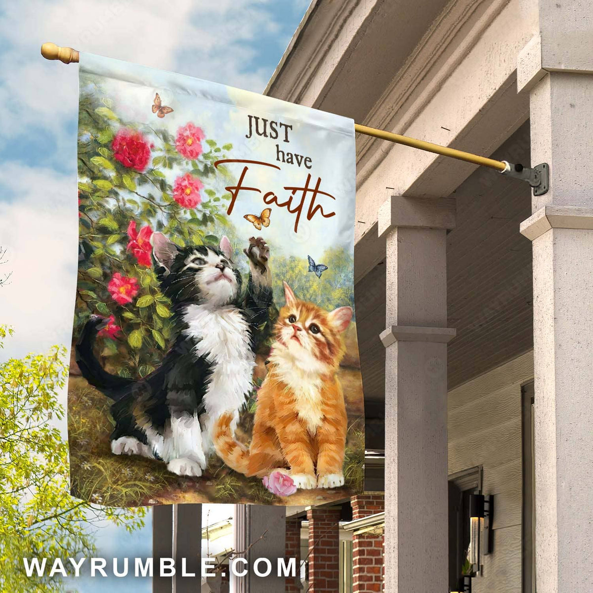 Cute kittens, Cat painting, Flower garden, Watercolor butterflies, Just have faith - Jesus Flag