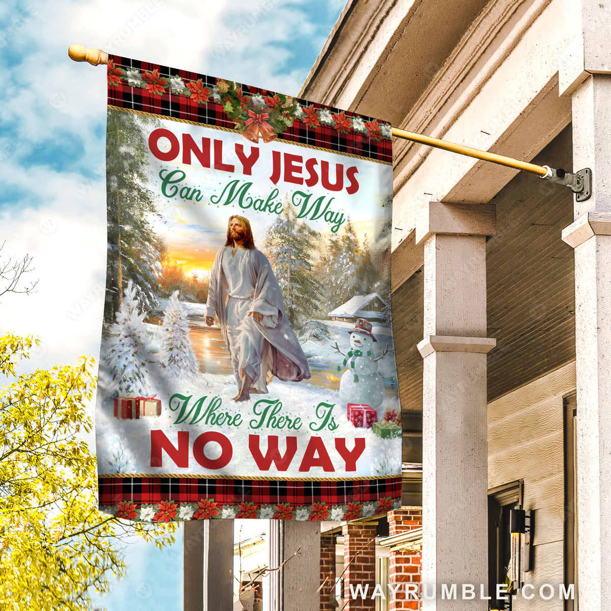 Jesus drawing, Christmas decoration, Lovely snowman, Only Jesus can make way - Jesus Flag