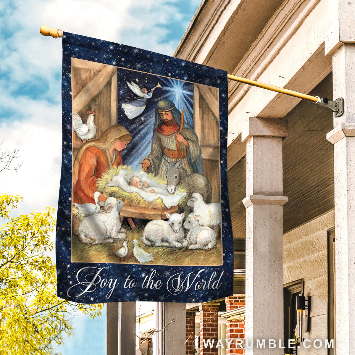 Lamb of God, Birth of Jesus, Angel drawing, Joy to the world - Jesus Flag