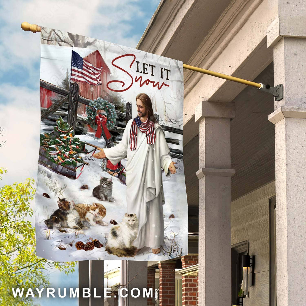 Jesus painting, Cute kittens, Christmas vacation, American flag, Let it snow - Jesus Flag