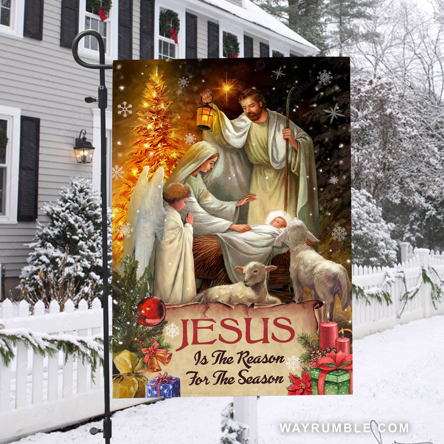 Lamb of God, Christmas gift, Birth of Jesus, Jesus is the reason for the season - Jesus Flag