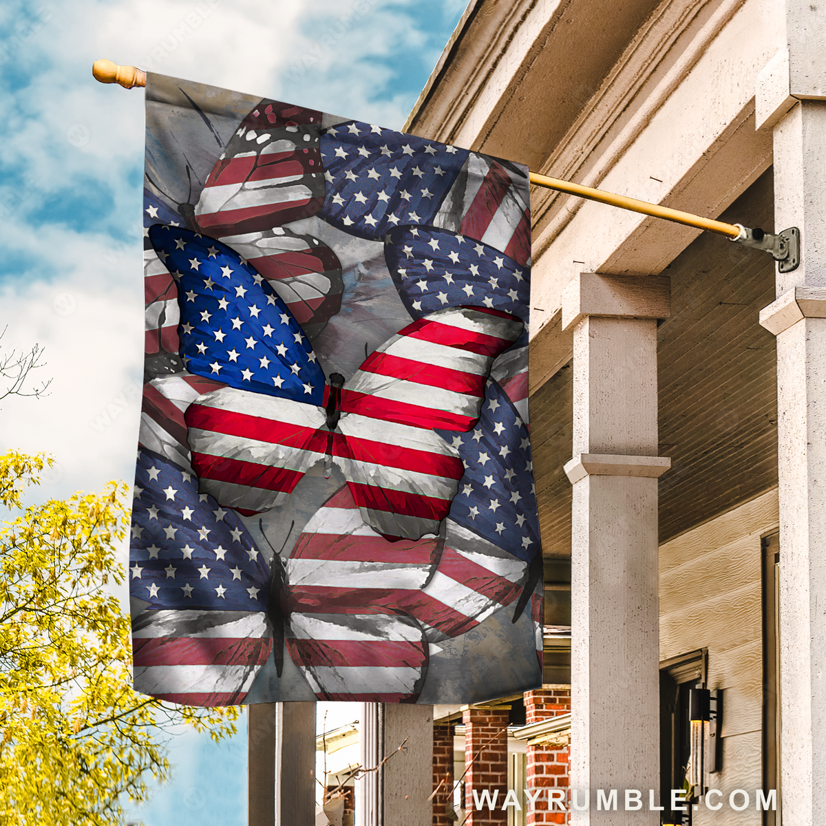 Pretty butterfly, US flag, Gift for butterfly lover - Jesus Flag