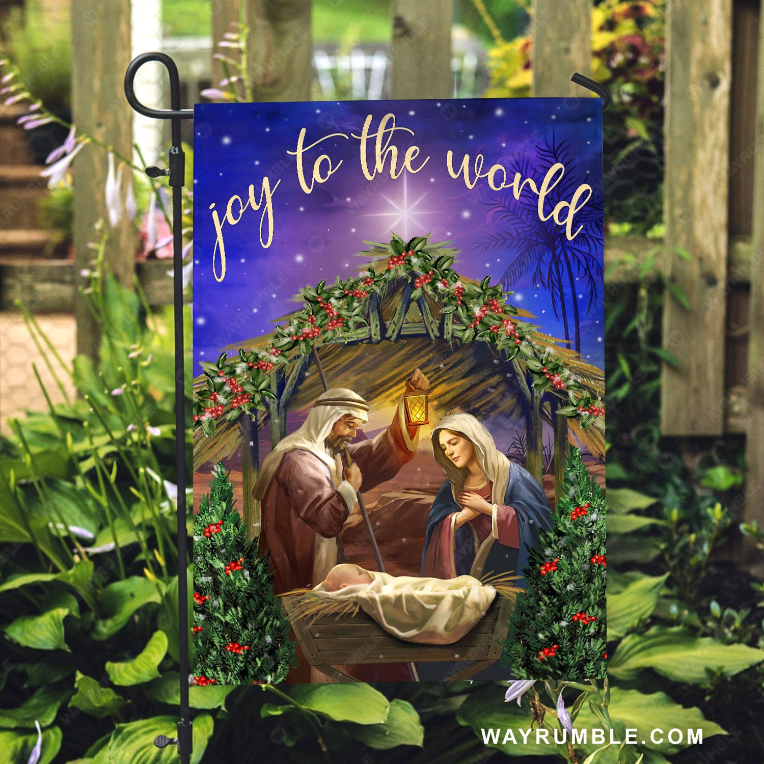 Star of Bethlehem, Birth of Jesus, Cranberry tree, Joy to the world - Jesus Flag