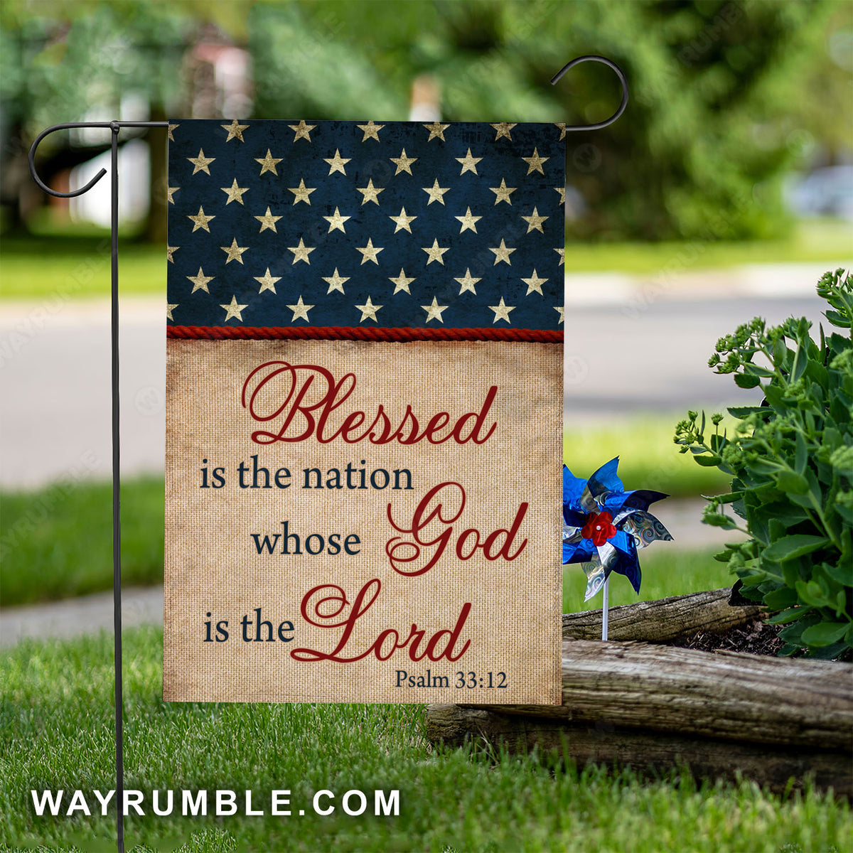 US flag, Blessed is the nation whose God is the Lord - Jesus Flag